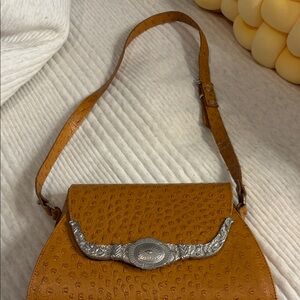 Glen Miller for AnnTurk vintage Ostrich and silver leather Shoulder Bag